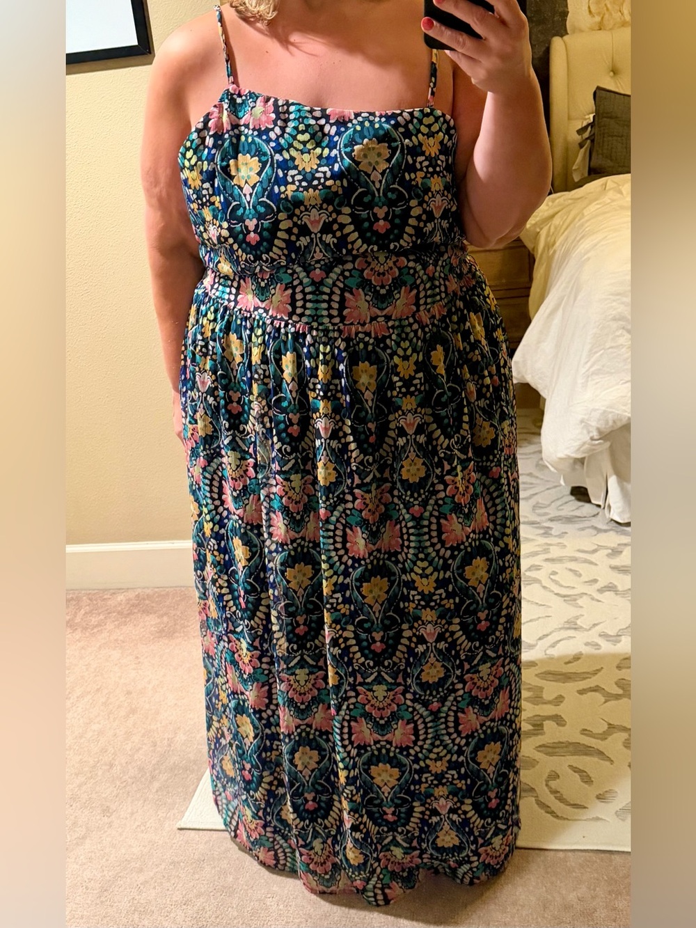 Old Navy Bright Floral & Navy Spaghetti-Strap Maxi Dress